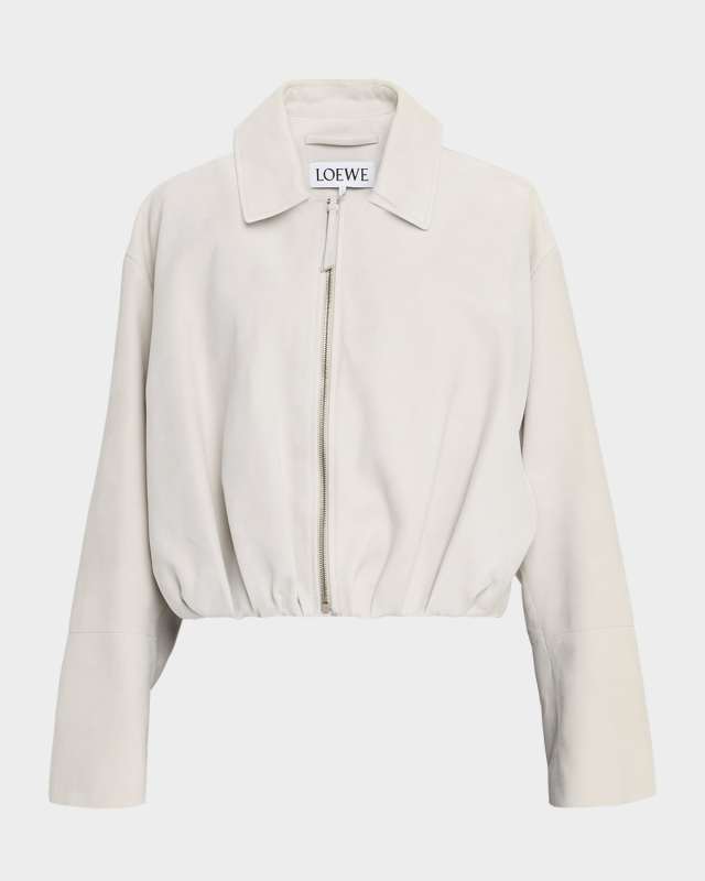 Suede Draped Bomber Jacket